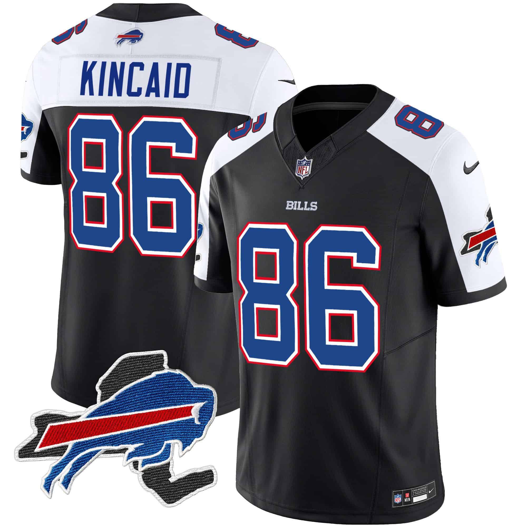 Men Buffalo Bills #86 Kincaid Black 2024 Nike Patch Vapor Limited NFL Jersey->customized nfl jersey->Custom Jersey